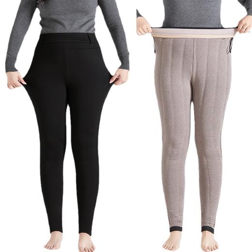 丁摩 超厚羊毛保暖打底裤女大码200斤胖妹妹加绒加厚外穿高腰收腹棉裤5ZF-68 商品图4