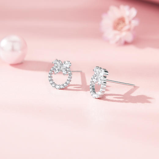 卡蒂罗KADER 蝴蝶结圆环耳钉 在逃公主系列 森系镂空蝴蝶圆环小清新创意养耳洞耳饰设计 韩系小众可爱少女心甜美 商品图2