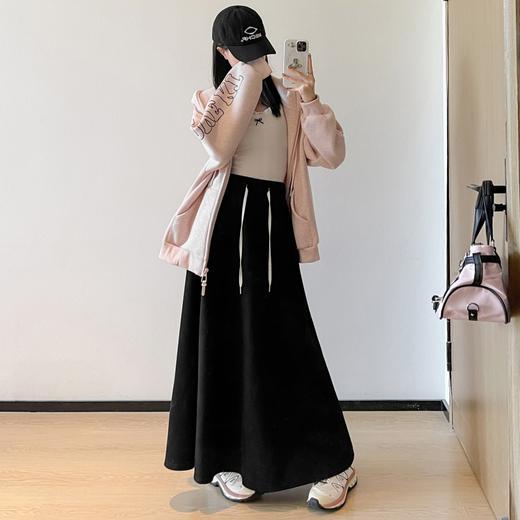 占姆士奥莱线上款  (裙长足够长，可在里面搭配保暖裤）韩系简约半身裙 女初春新款高腰直筒半裙垂坠感卫裙长裙子 商品图5