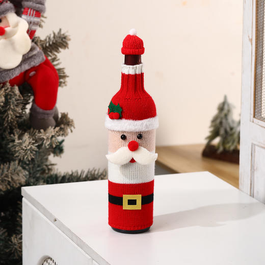 圣诞节装饰品红酒香槟套 卡通针织酒瓶套 酒店餐厅氛围感场景布置 商品图5
