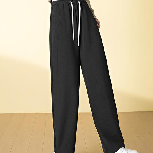 「自」全新升级【铂金会员174/天猫229/差价55】(04454)洛诗琳慕斯羊绒休闲弯刀阔腿裤2025秋冬新款系带休闲长裤女 商品图1