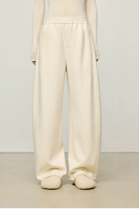 D111707温暖显瘦羊毛羽绒混纺香蕉奶奶裤休闲裤