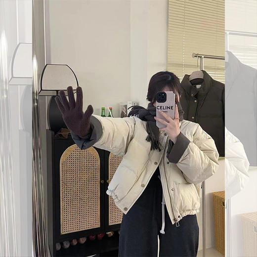 西遇拼接袖口短款棉服女冬季新款立领宽松加厚小个子面包服SS051831 商品图3