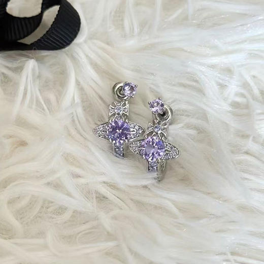 春日限定【抢先购】Vivienne西太后半开口土星紫钻耳饰银色/西太后半开口土星钻石耳饰银色 -mi_bba 商品图9