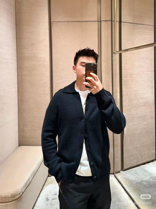 1117-4 老钱风 纯羊绒 儒雅气质 BBR 男士 翻领针织开衫 两色 老朱176/146穿xl宽松合适 商品图1