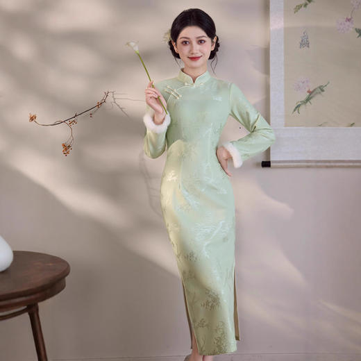MYJ 中式改良旗袍绿色日常穿 商品图2