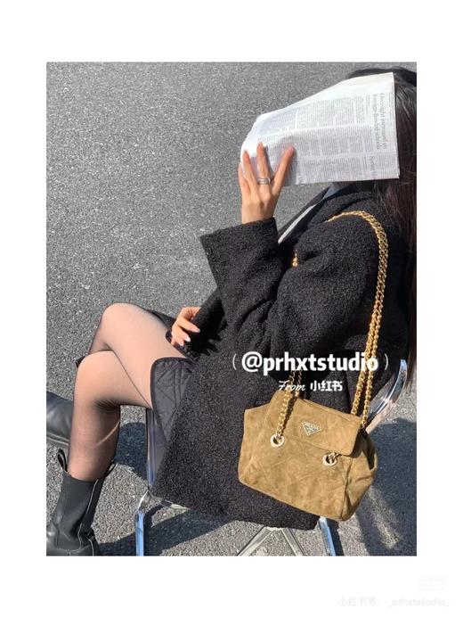 D111720菱格绗缝大容量单肩斜挎麂皮降落伞包 商品图2