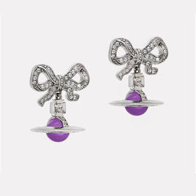 春日限定【抢先购】Vivienne西太后蝴蝶结紫球耳饰银色/手链银色/项链银色-mi_bba