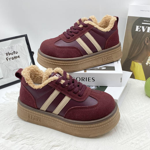 加绒羊剪毛厚底面包德训鞋磨砂皮透气猪里皮 商品图2