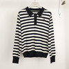 25秋冬条纹撞色翻领针织衫25Q614-8415 商品缩略图1