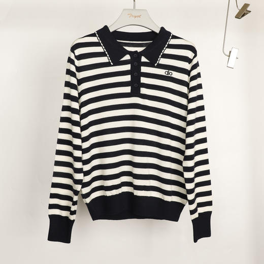 25秋冬条纹撞色翻领针织衫25Q614-8415 商品图1