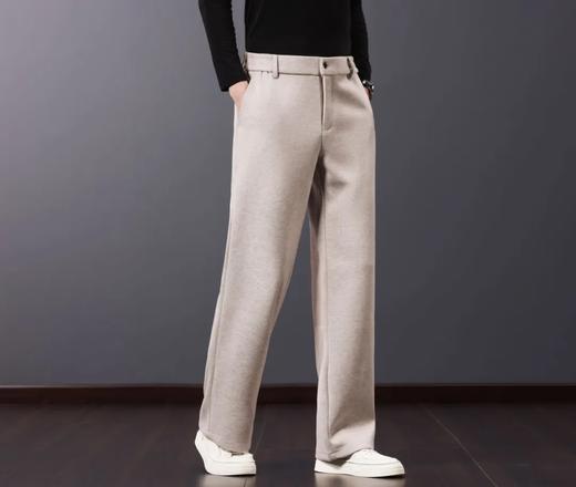 D111702绵羊毛混纺轻商力秋冬厚款男士简约纯色百搭小直筒休闲长裤 商品图4
