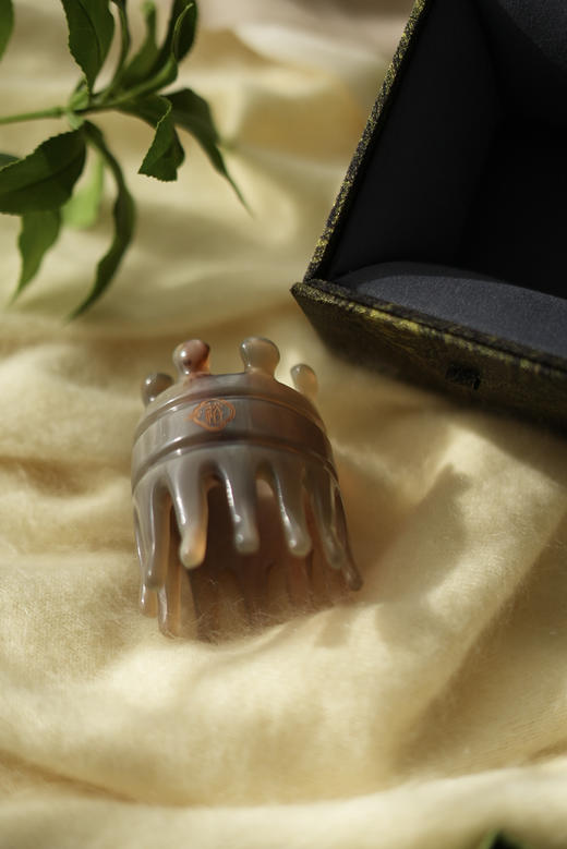 预售不退换|tian然牛角圆筒按摩梳｜独yi无二的yang生艺术品 商品图2