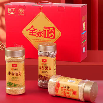 精力沛全家福小麦胚芽燕麦片黑麦礼盒1350g高蛋白高纤营养早餐送礼品 商品图4