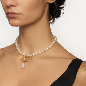 春日限定【抢先购】Vivienne西太后珍珠水滴吊坠土星项链j金色/银色   西太后珍珠水滴吊坠土星耳饰银色/金色-mi_bba