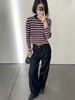 赛琳 25秋冬新款 半高领三色条纹毛衣(TM) 商品缩略图0