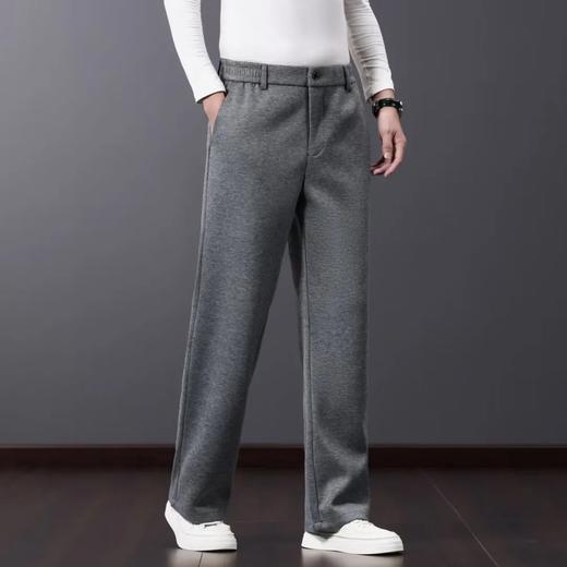 D111702绵羊毛混纺轻商力秋冬厚款男士简约纯色百搭小直筒休闲长裤 商品图6
