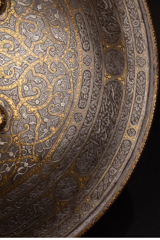 独角鹿西洋古董 1820年波斯卡扎尔时期鋄金银花纹装饰摆件三件套 商品图8