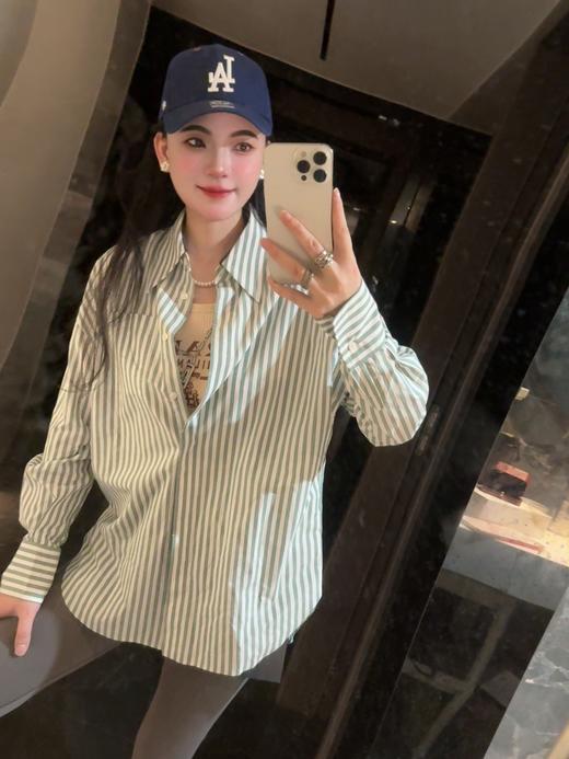 设计款条纹长袖休闲百搭衬衫 商品图1