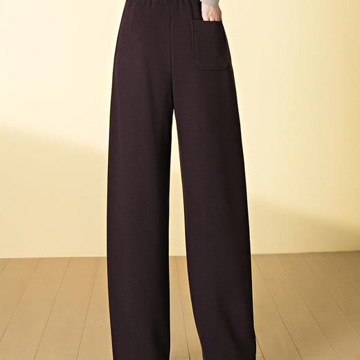 「自」全新升级【铂金会员174/天猫229/差价55】(04454)洛诗琳慕斯羊绒休闲弯刀阔腿裤2025秋冬新款系带休闲长裤女 商品图4