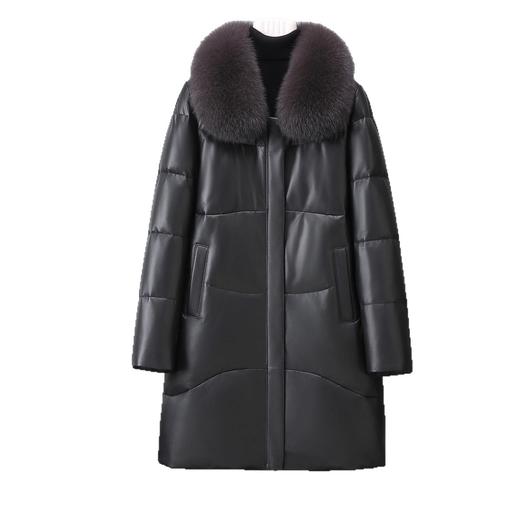 丁摩 海宁真皮羽绒服女中长款显瘦鹅绒服头层绵羊皮衣 商品图4