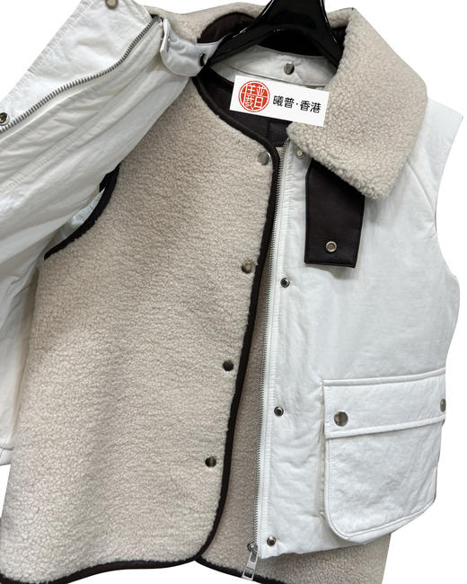 女款可拆卸领皮毛棉服马甲ba014 商品图2