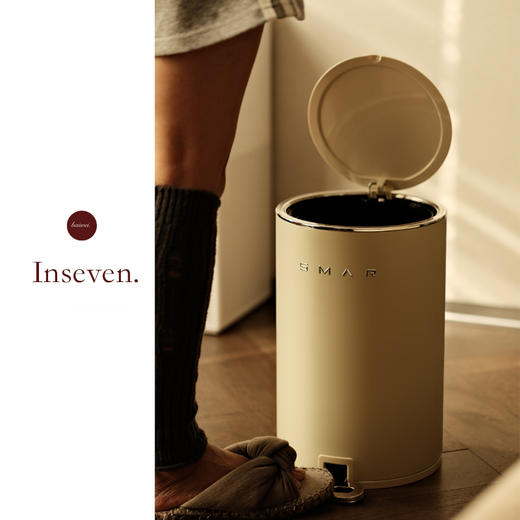 娜家大容量脚踏带盖奶油风垃圾桶 商品图1