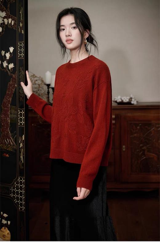 Gesamy格桑米前片绣花圆领毛衣25W-2568 商品图5