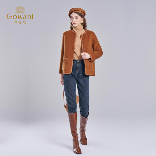 乔万尼新品2025冬小香风复古千金感绵羊毛羊驼混纺短款外套ED4B739 商品图4