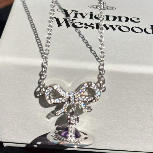 春日限定【抢先购】Vivienne西太后蝴蝶结紫球耳饰银色/手链银色/项链银色-mi_bba 商品图8