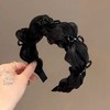 丁摩 韩国新款黑色高级感宽边褶皱水晶发箍女高颅顶压碎发发卡5ZF-11172 商品缩略图2