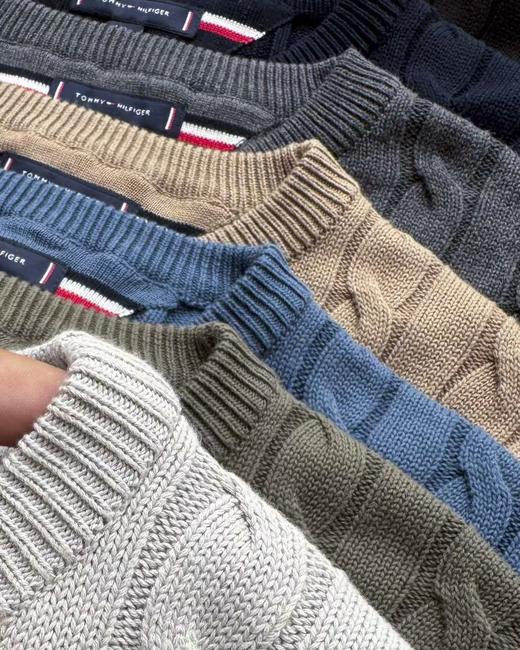 D111729男款秋冬精典款加厚七色绞花圆领毛衣 商品图12