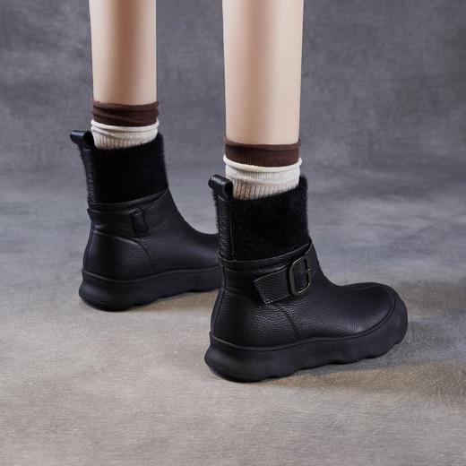 ZM 258767真皮马丁靴加绒袜靴皮带扣平底弹力靴 商品图2