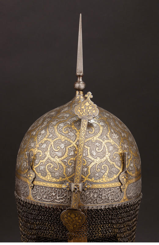 独角鹿西洋古董 1820年波斯卡扎尔时期鋄金银花纹装饰摆件三件套 商品图3