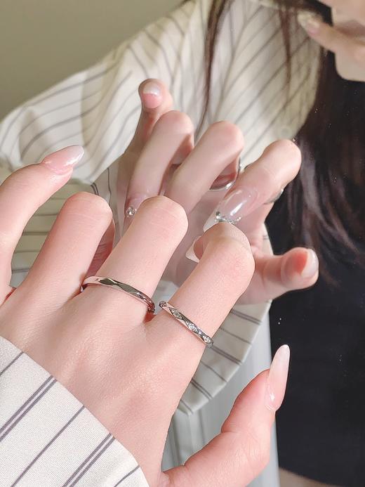 卡蒂罗KADER 觅光情侣对戒 925银简约轻奢浪漫精致高级闪锆小众国潮设计开口可调节戒 甜美男女友饰爱 商品图6