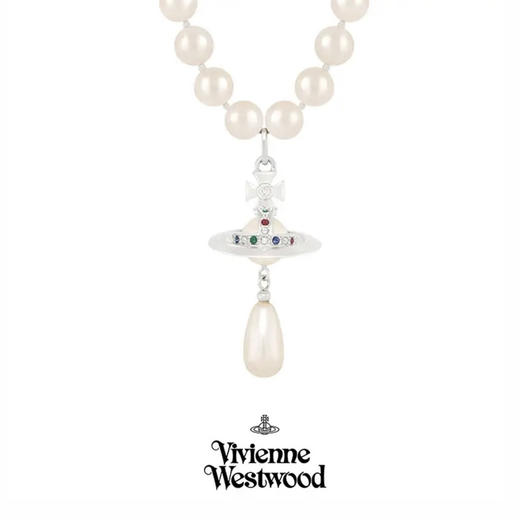 春日限定【抢先购】Vivienne西太后珍珠水滴吊坠土星项链j金色/银色   西太后珍珠水滴吊坠土星耳饰银色/金色-mi_bba 商品图6