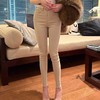 LINCHAOZHANG 3D镭射猫须显腿长纸片人高腰小脚提臀牛仔裤女新款 商品缩略图0