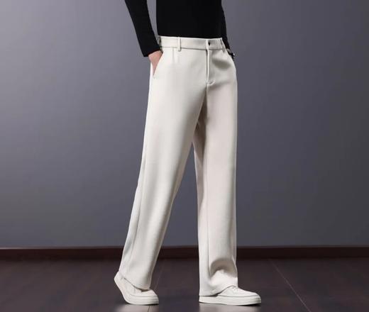 D111702绵羊毛混纺轻商力秋冬厚款男士简约纯色百搭小直筒休闲长裤 商品图1