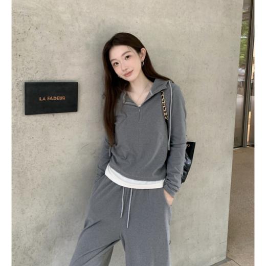 【Beau Muse】时尚潮流休闲百搭仿羊绒假两件连帽套装LJT 商品图6