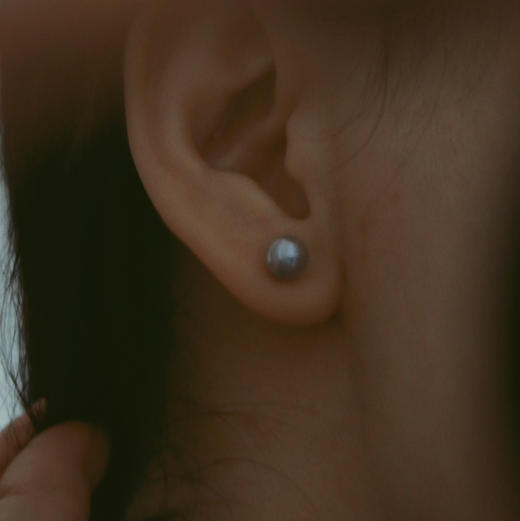 甄珠贝 真多麻色 akoya耳钉 7-8mm 纯银配件 商品图6