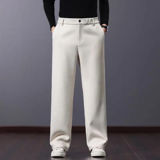 D111702绵羊毛混纺轻商力秋冬厚款男士简约纯色百搭小直筒休闲长裤 商品图2