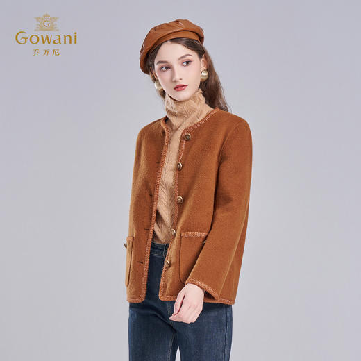 乔万尼新品2025冬小香风复古千金感绵羊毛羊驼混纺短款外套ED4B739 商品图2