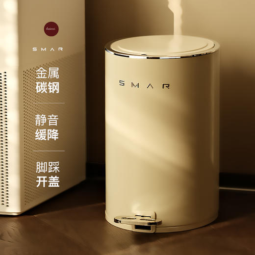 娜家大容量脚踏带盖奶油风垃圾桶 商品图0