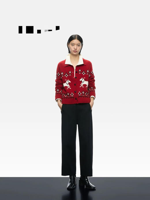 1117-10  渠道货 eds 红色费尔岛提花开衫 明媚大气 我穿L 商品图9