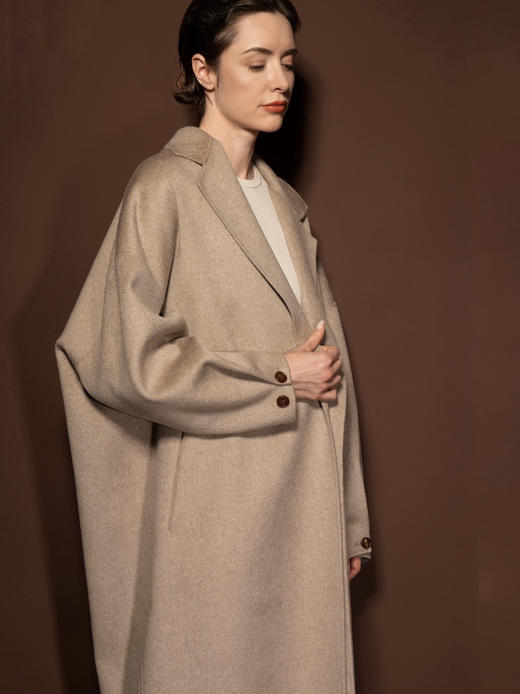 Puree｜#0829 羊绒伦敦长大衣[ 砂色 / 藏蓝 ] 商品图2