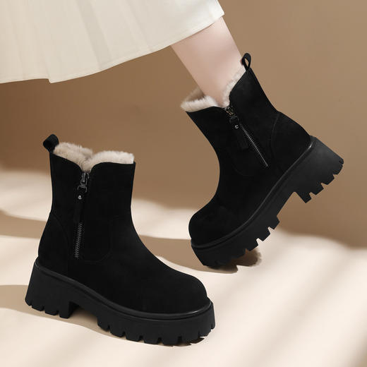 新款冬季【雪地靴女款短靴】加绒复古低帮厚底靴 防滑东北大棉鞋   商品图4