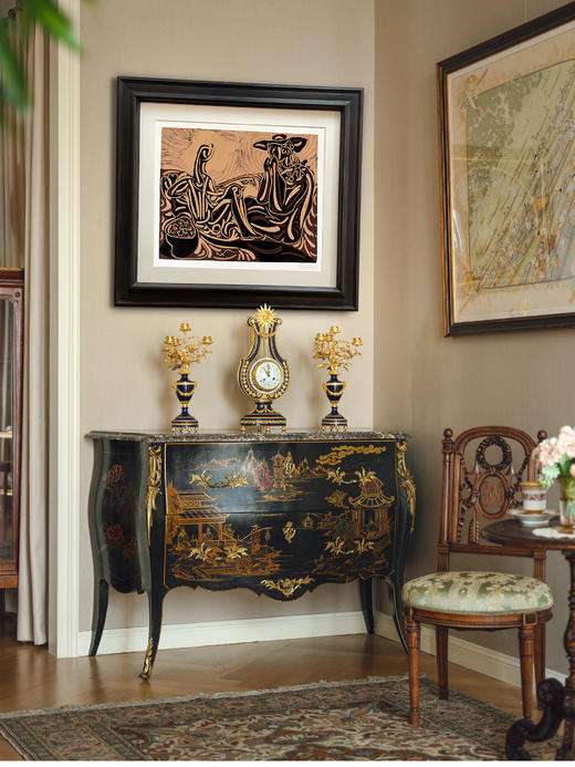 【已售】独角鹿西洋古董 1959年法国出品西班牙艺术家签名创作彩色油印版画「 Les Vendangeurs 收获葡萄的人 」 商品图0