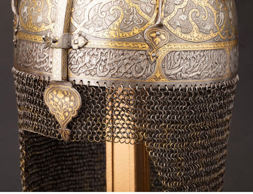 独角鹿西洋古董 1820年波斯卡扎尔时期鋄金银花纹装饰摆件三件套 商品图4