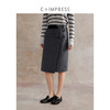 C+IMPRESS/西嘉美利奴羊毛 腰头拼接皮袢裙经典百搭直筒半身裙冬BQ2504032 商品缩略图0