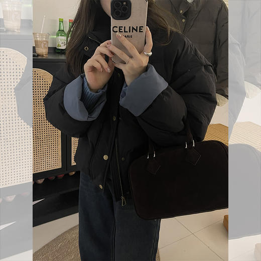 西遇拼接袖口短款棉服女冬季新款立领宽松加厚小个子面包服SS051831 商品图1